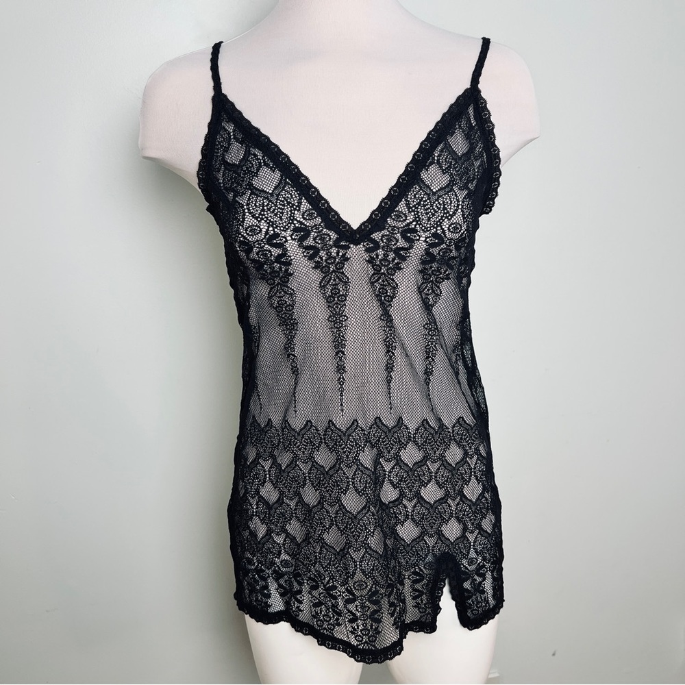 Victoria's Secret Black Sheer Babydoll Chemise - Open Crisscross Back Size M - Picture 3 of 14